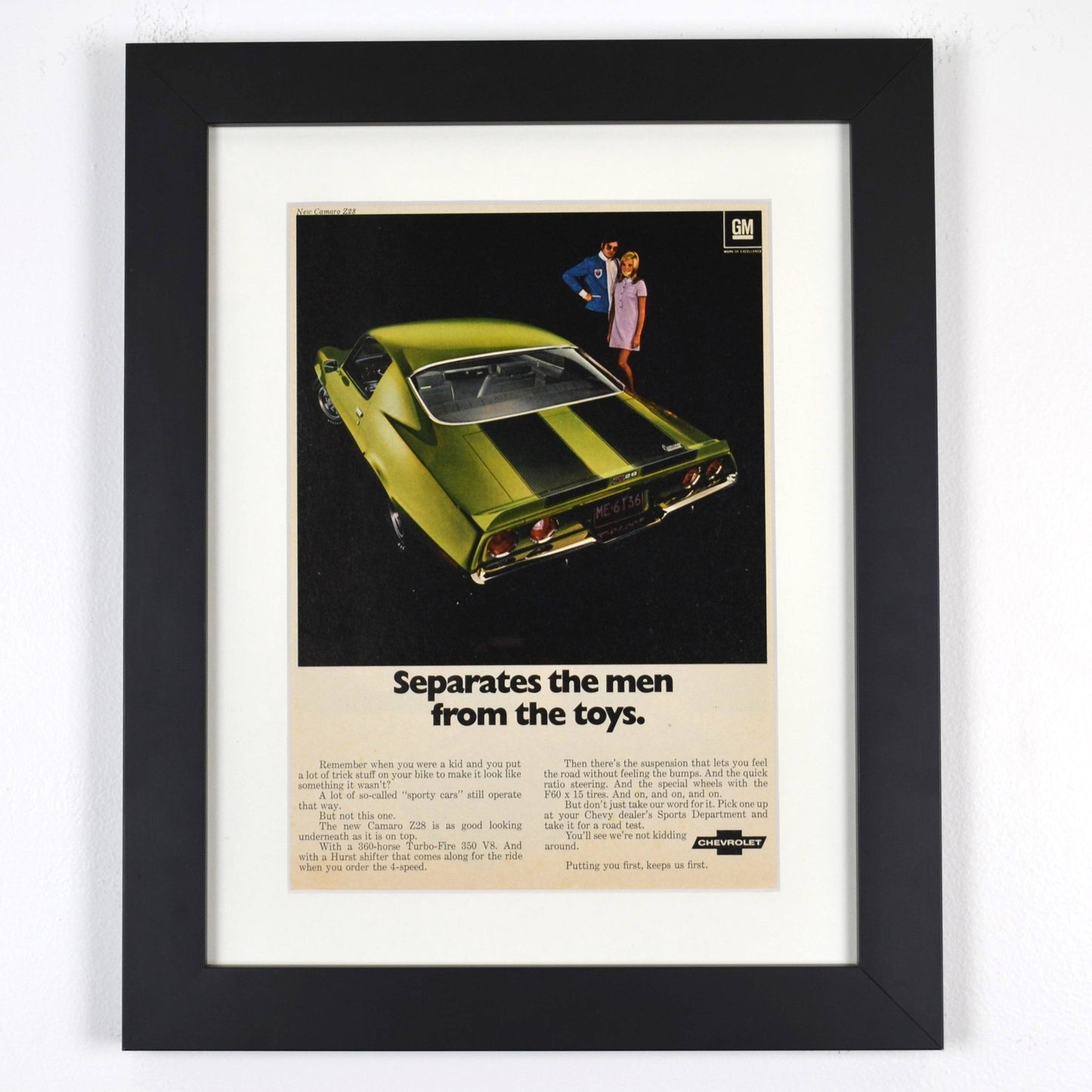 70 Chevy Camaro SS print ad framed