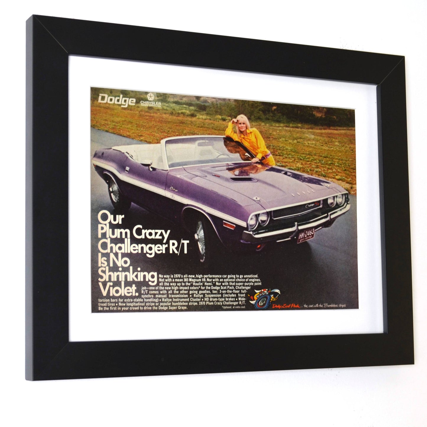  Framed Vintage Plum Crazy Dodge Challenger Ad - Classic Mopar Wall Art