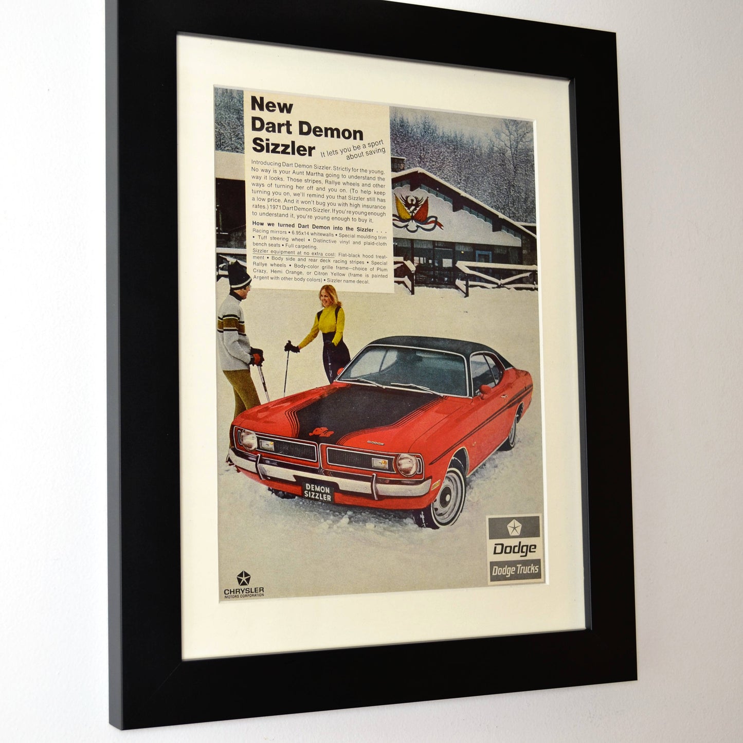 1971 Dodge Dart Demon Sizzler Ad - Framed Muscle Car Wall Art