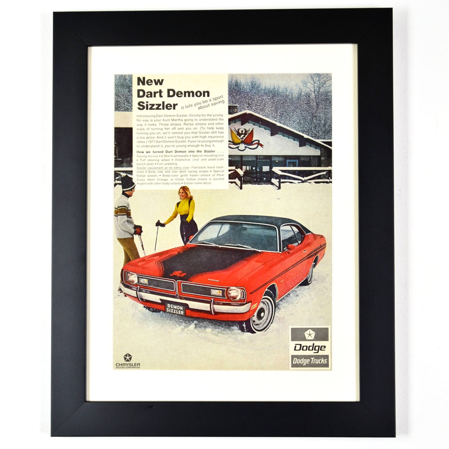 1971 Dodge Dart Demon Sizzler Ad framed