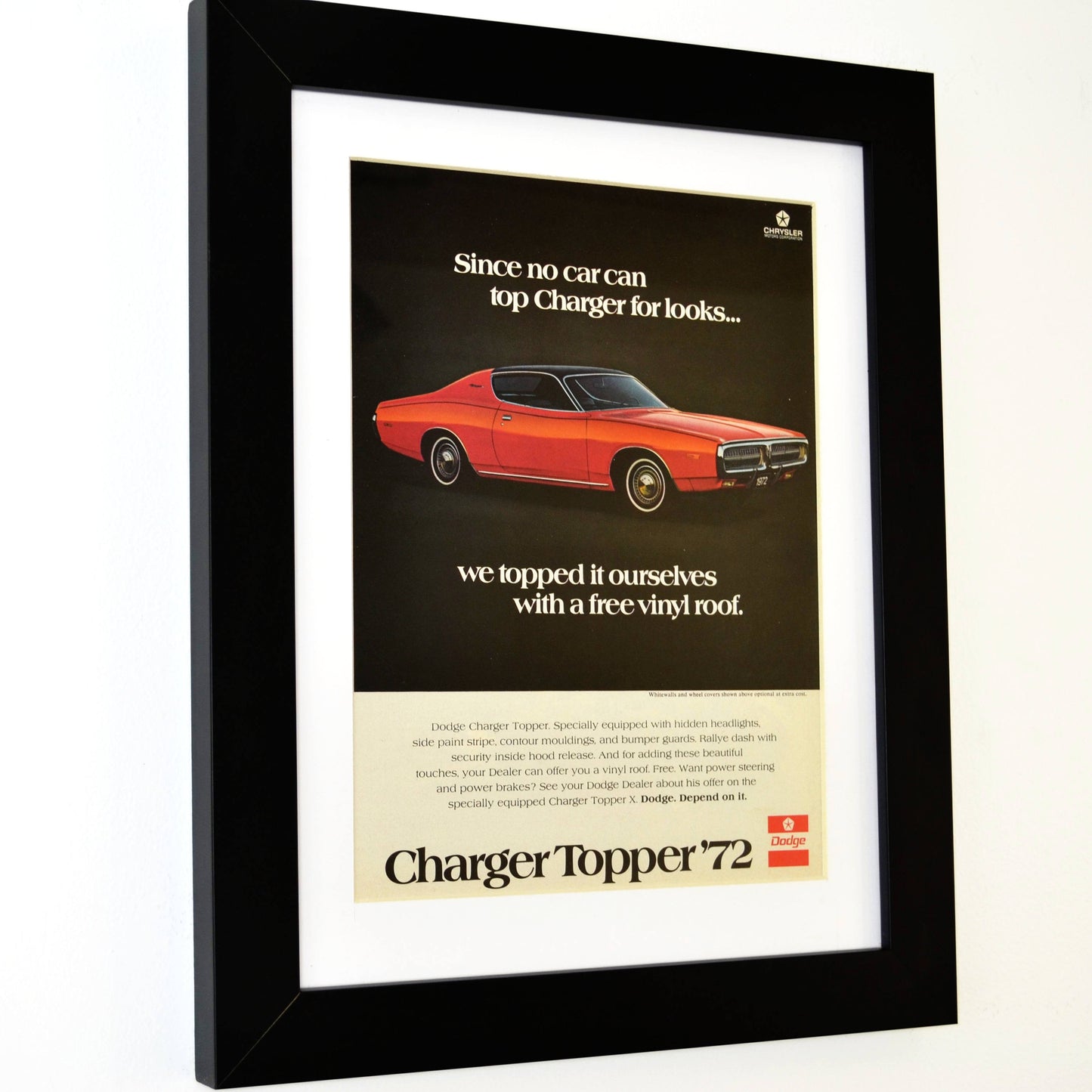 Own a Piece of Mopar Muscle: Framed 1972 Dodge Charger Print