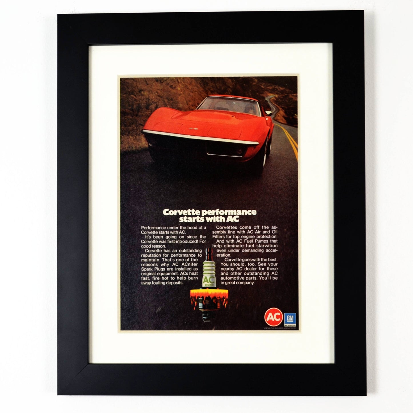 1972 Chevy Corvette Ad framed