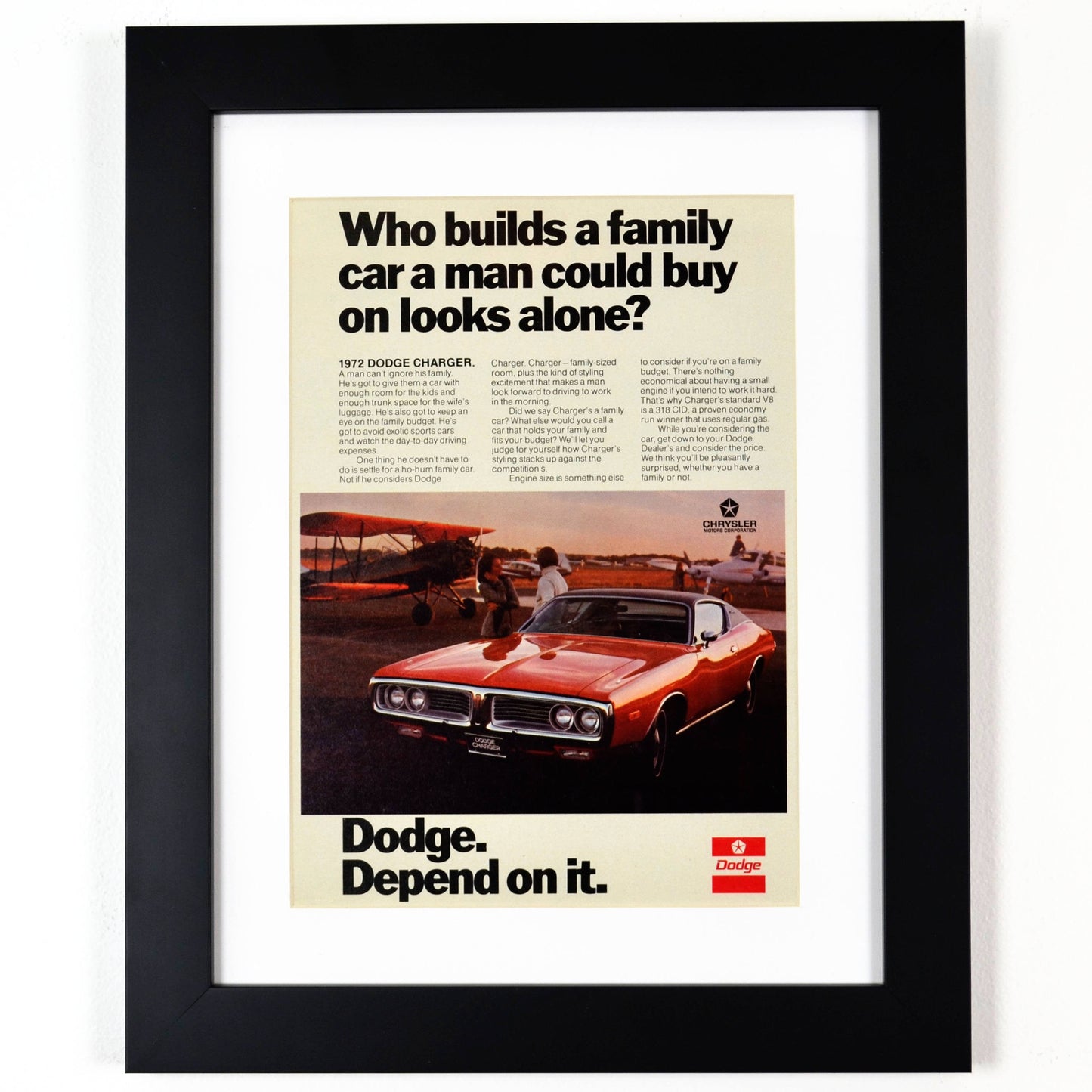 1972 Dodge Charger Vintage Ad framed