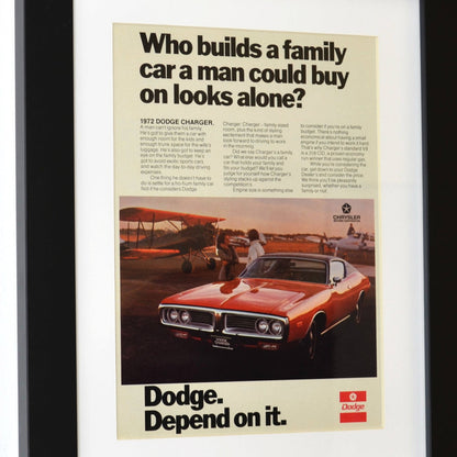 1972 Dodge Charger Vintage Ad framed side view