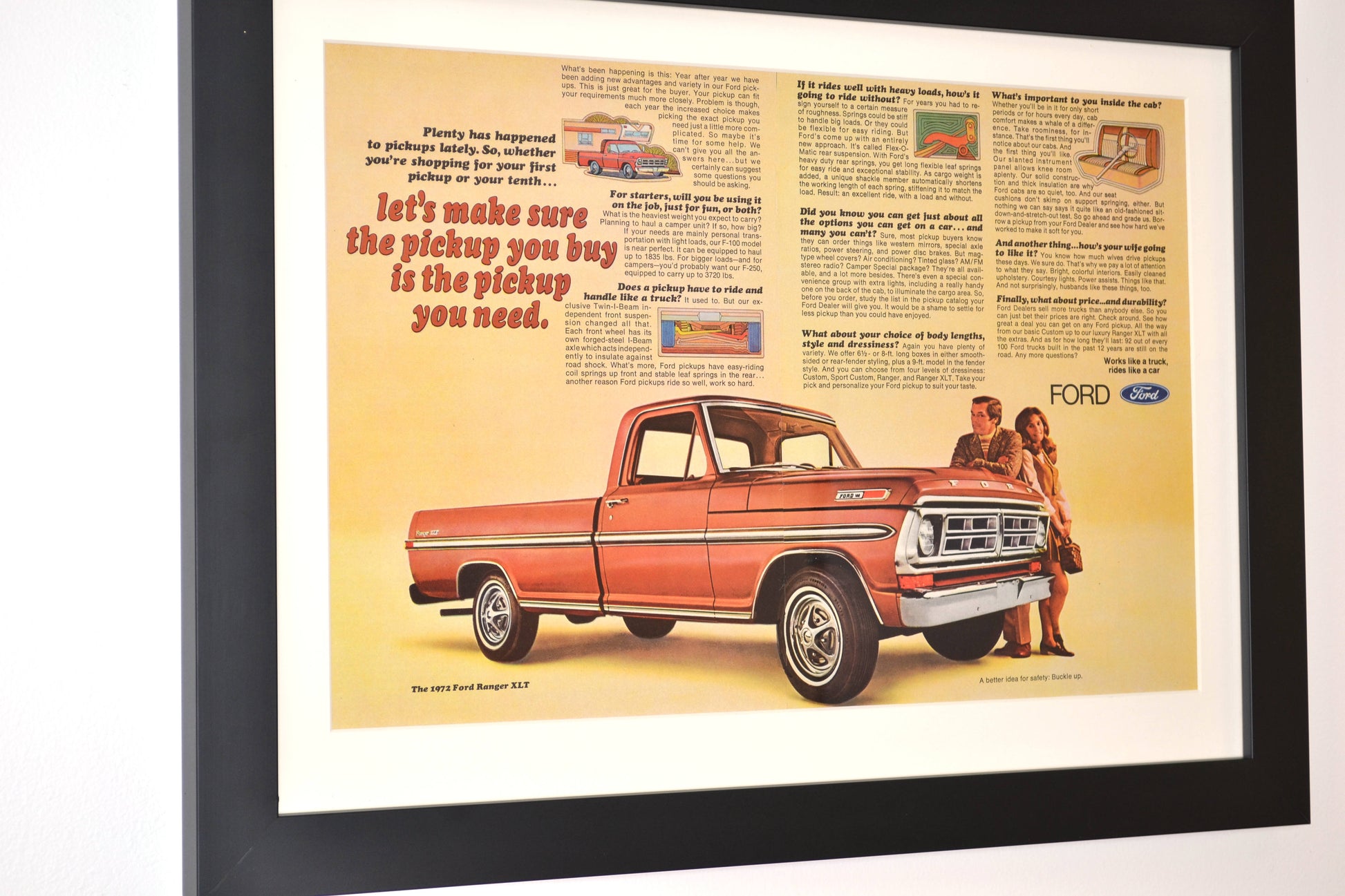 1972 Ford Ranger XLT Pickup Ad – Framed Vintage Truck Art side view