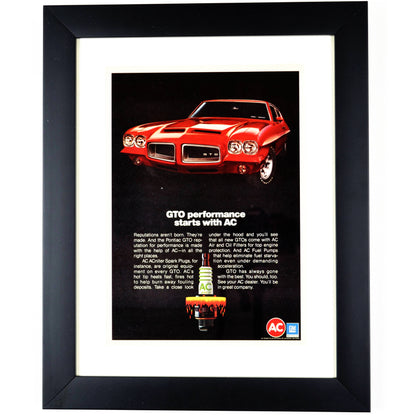 1972 Pontiac GTO AC Spark Plug Ad, framed