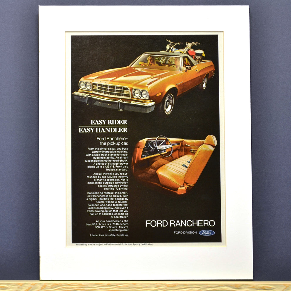 1973 Ford Ranchero Vintage Ad - Classic Pickup Car Print | Vintage Art ...