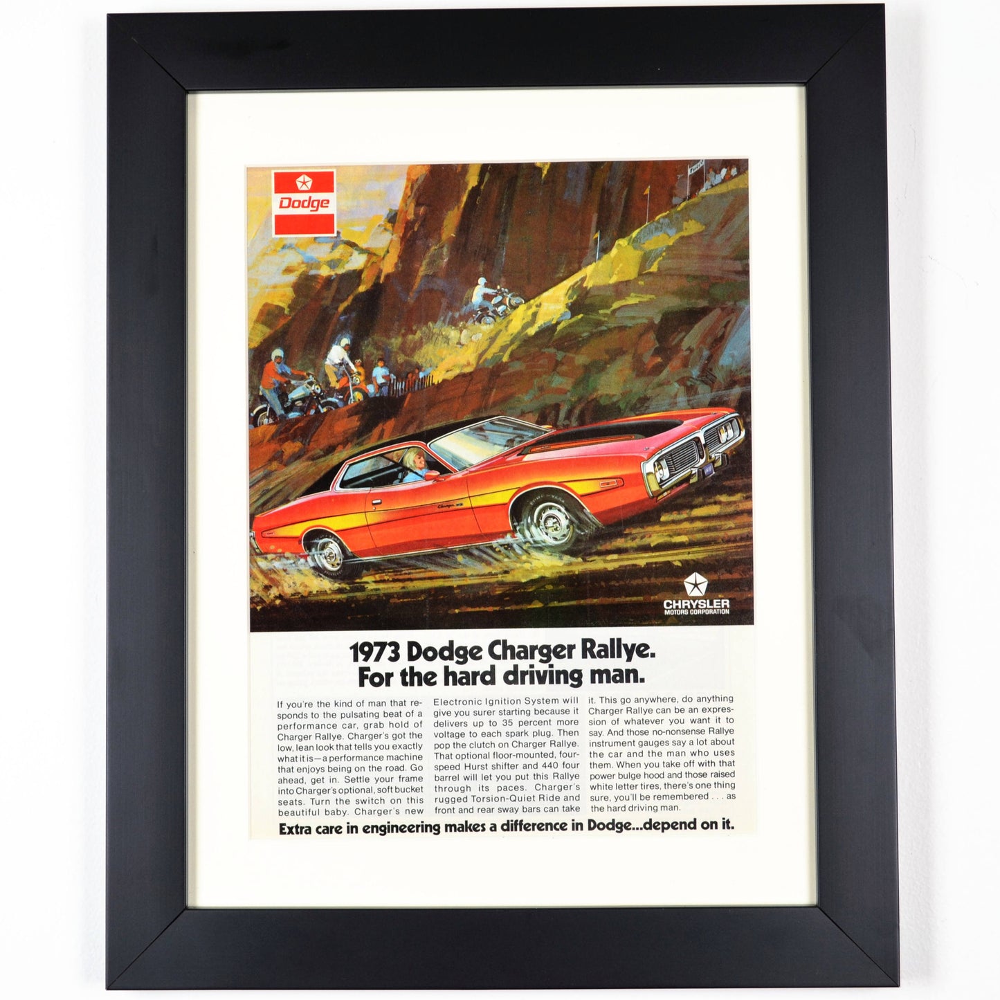 1973 Dodge Charger classic car print ad Framed