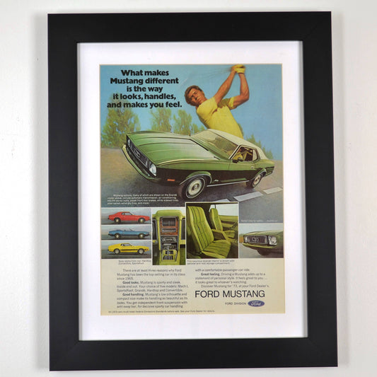 1973 Ford Mustang classic car print ad Framed