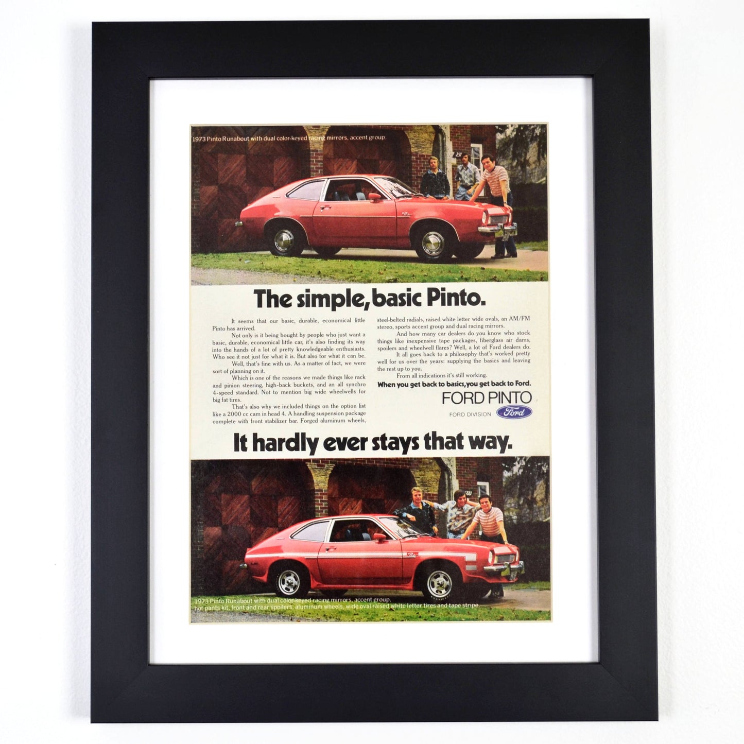 Ford Pinto automotive print ad, classic car wall art