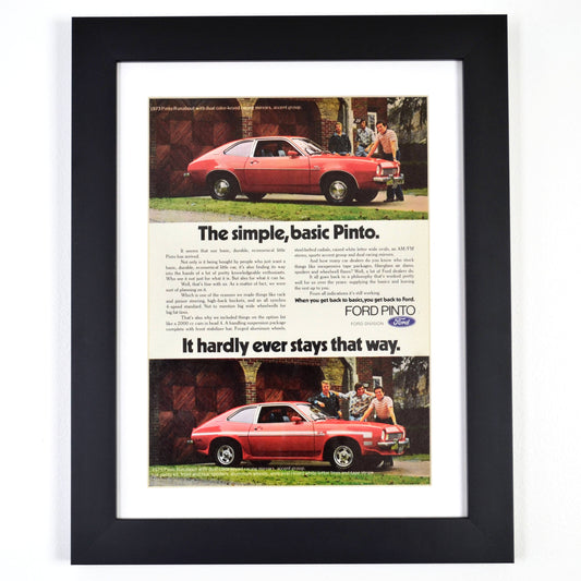 Ford Pinto automotive print ad, framed