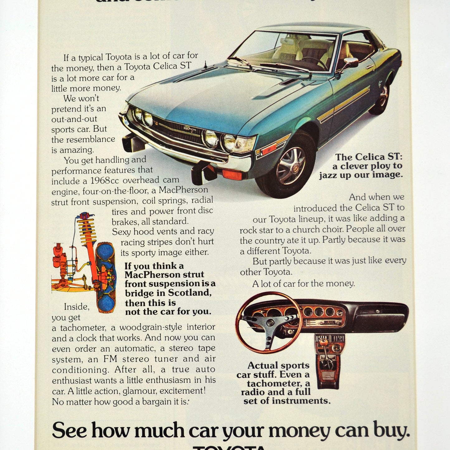 Relive the 70s Ride: Framed 1973 Toyota Celica ST Wall Art