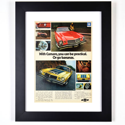 1974 Chevrolet Camaro z28 nostalgia print ad, framed