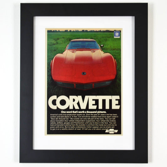 1974 Chevrolet Corvette classic car print framed