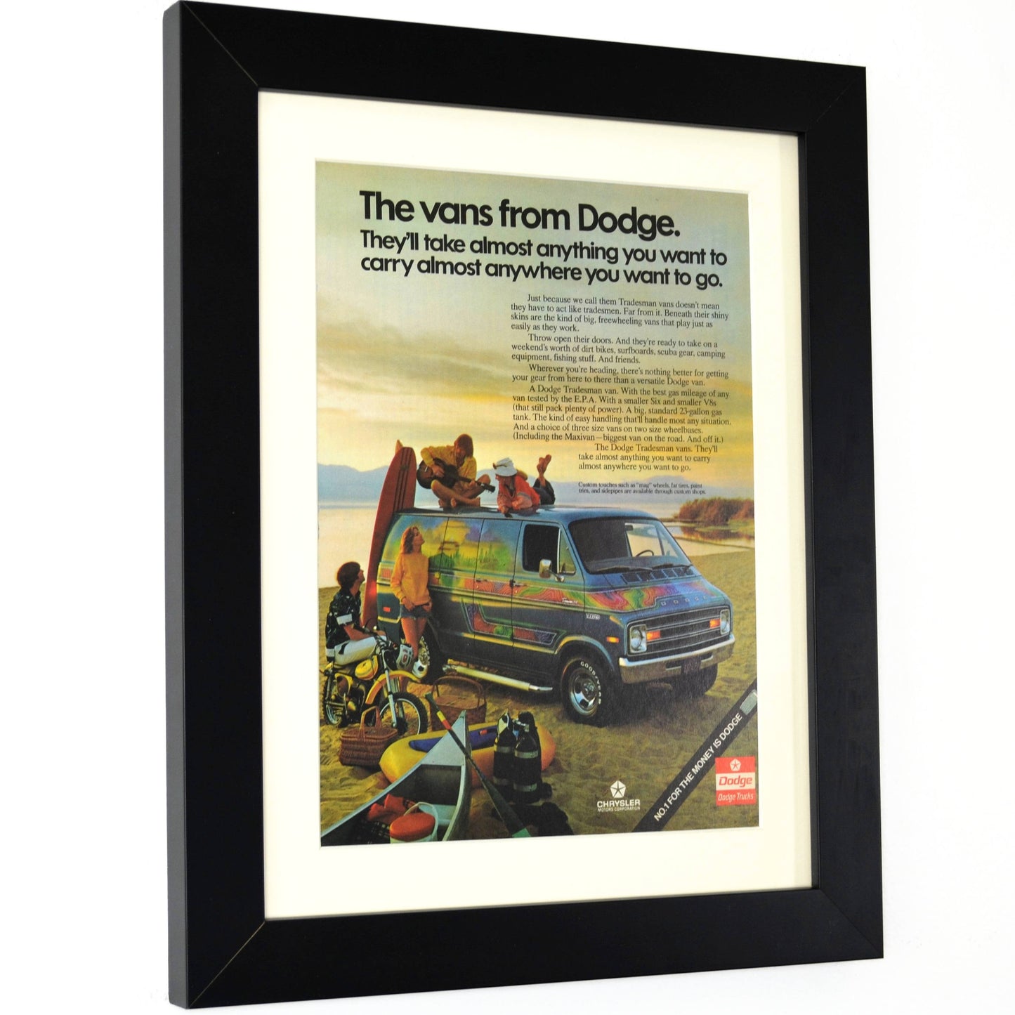 Framed 1975 Dodge Tradesman Custom Van Print side view