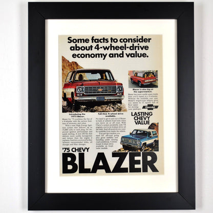 Vintage 1975 Chevrolet Blazer Square Body Print Ad - Classic Truck Wall Art