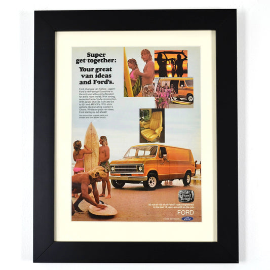 1976 Ford Econoline custom van retro wall art, framed