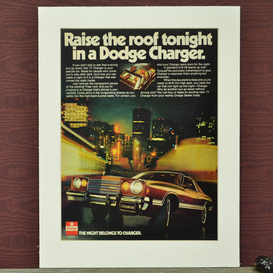 1977 Dodge Charger classic car print ad