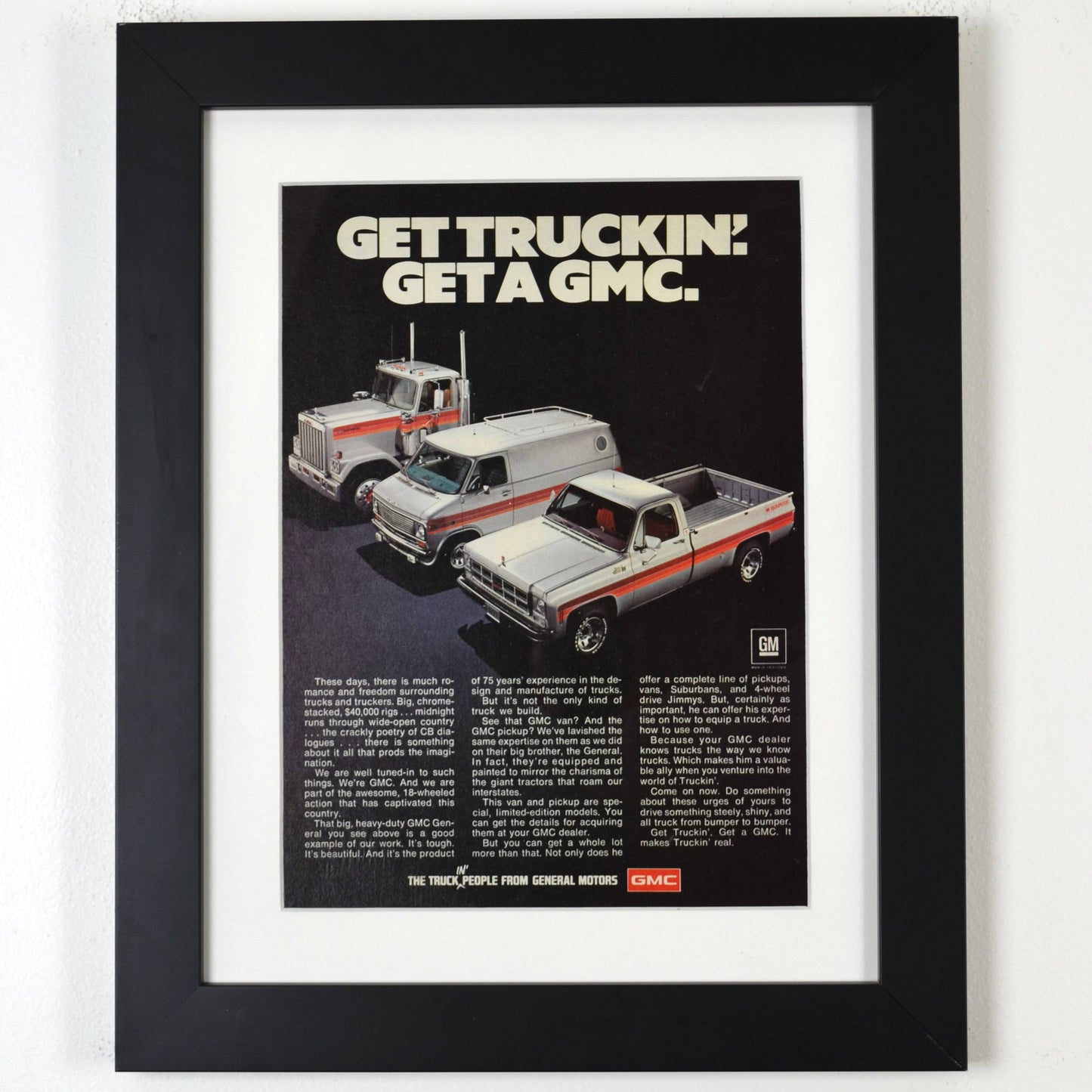 framed Vintage 1970s GMC Truck Lineup Ad – Classic Square Body to Big Rigs Print