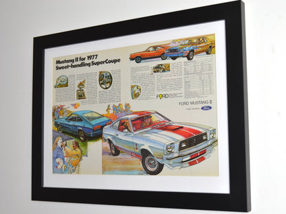 1977 Ford Mustang II Cobra II Ad – Framed Retro Car Art