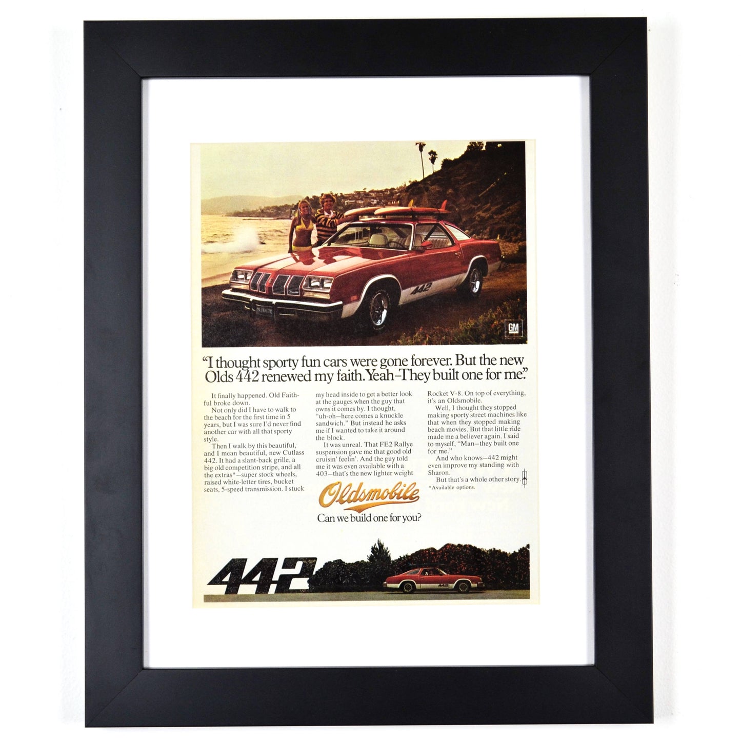 1977 Oldsmobile 442 memorabilia, framed