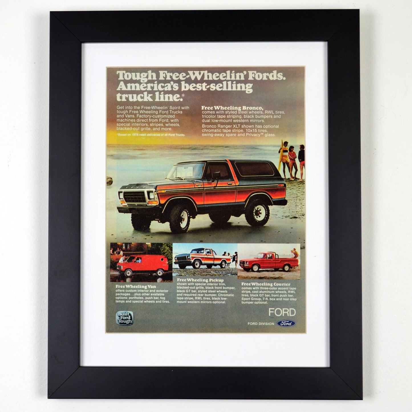 1978 Ford trucks print advertisement, Framed classic truck wall art