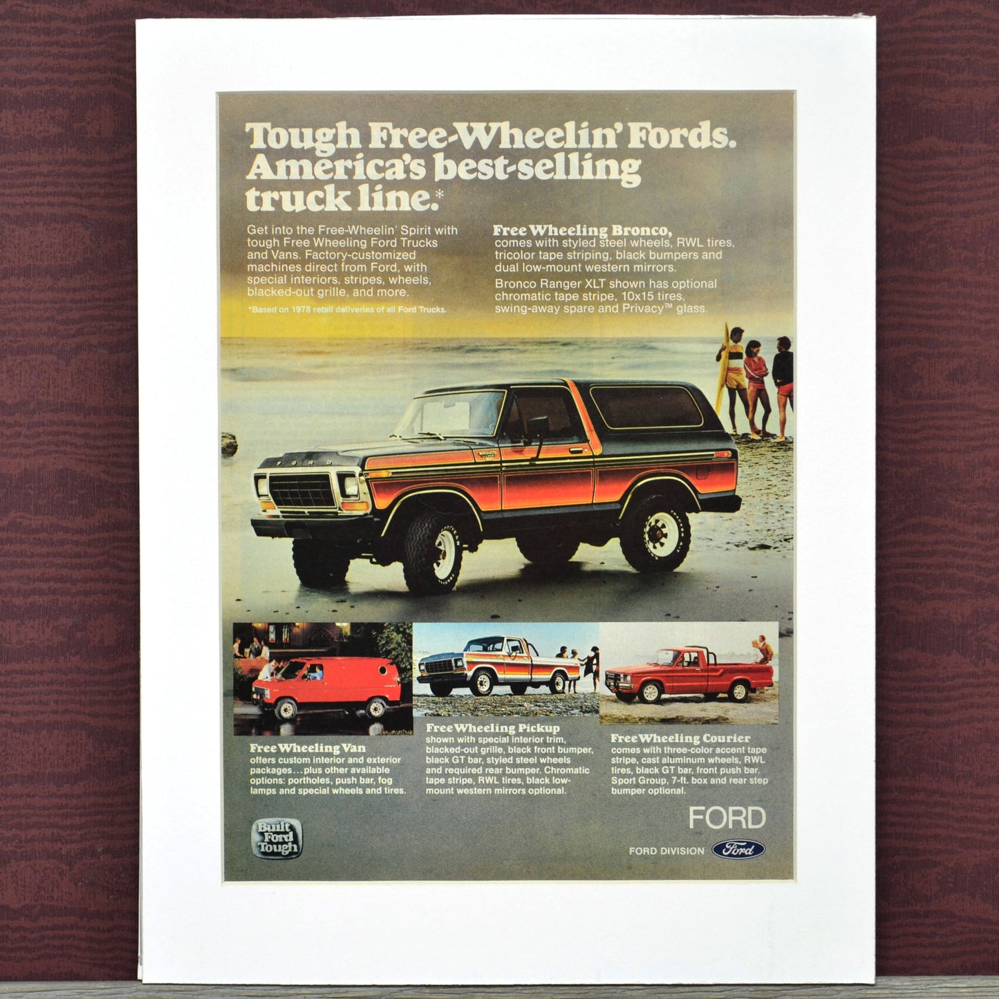 1978 Ford trucks print advertisement, Framed classic truck wall art