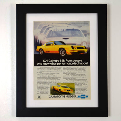 1979 Chevrolet Camaro z28 nostalgia print ad. Framed