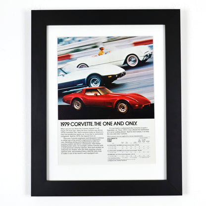 79 Chevrolet corvette print ad framed