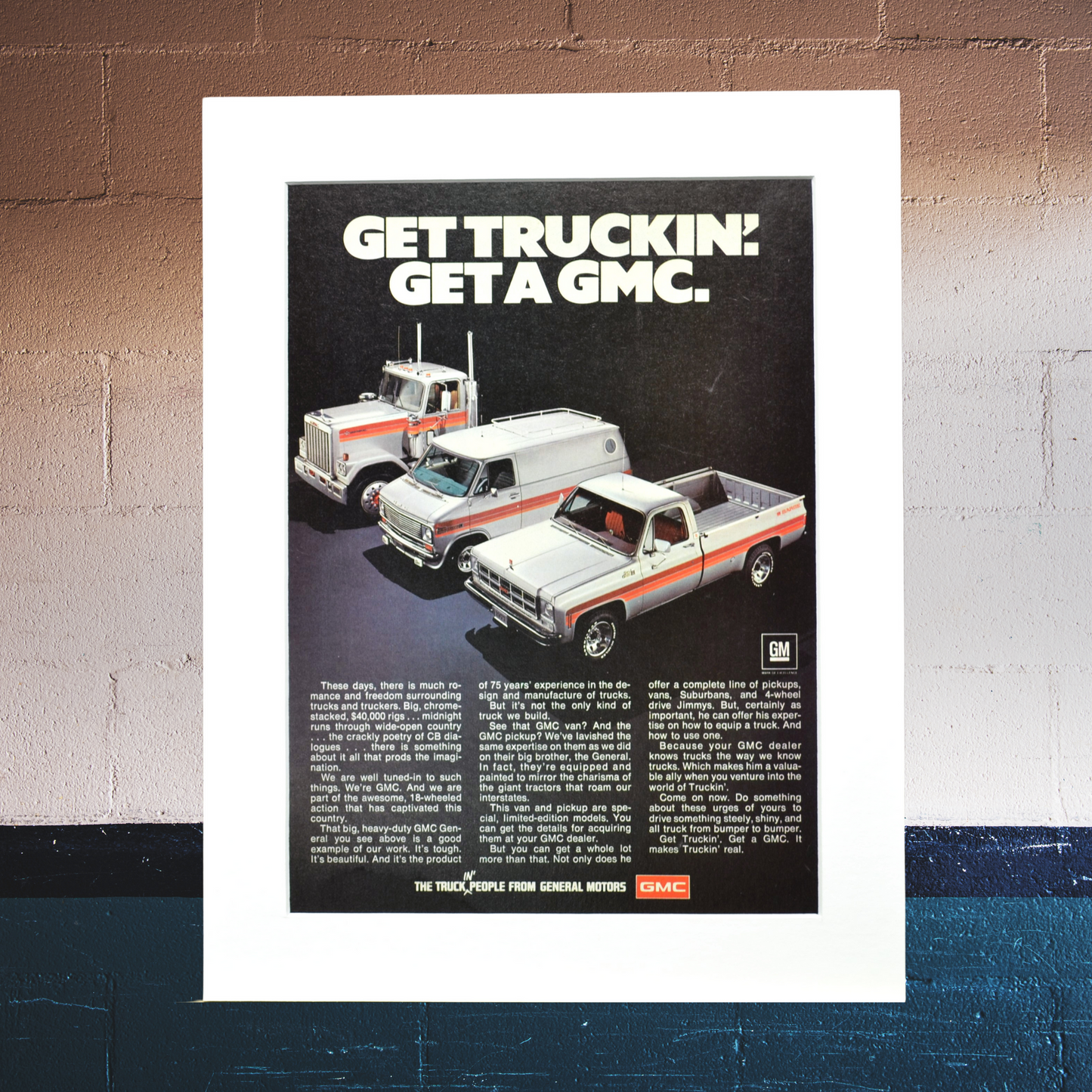 Vintage 1970s GMC Truck Lineup Ad – Classic Square Body to Big Rigs Print