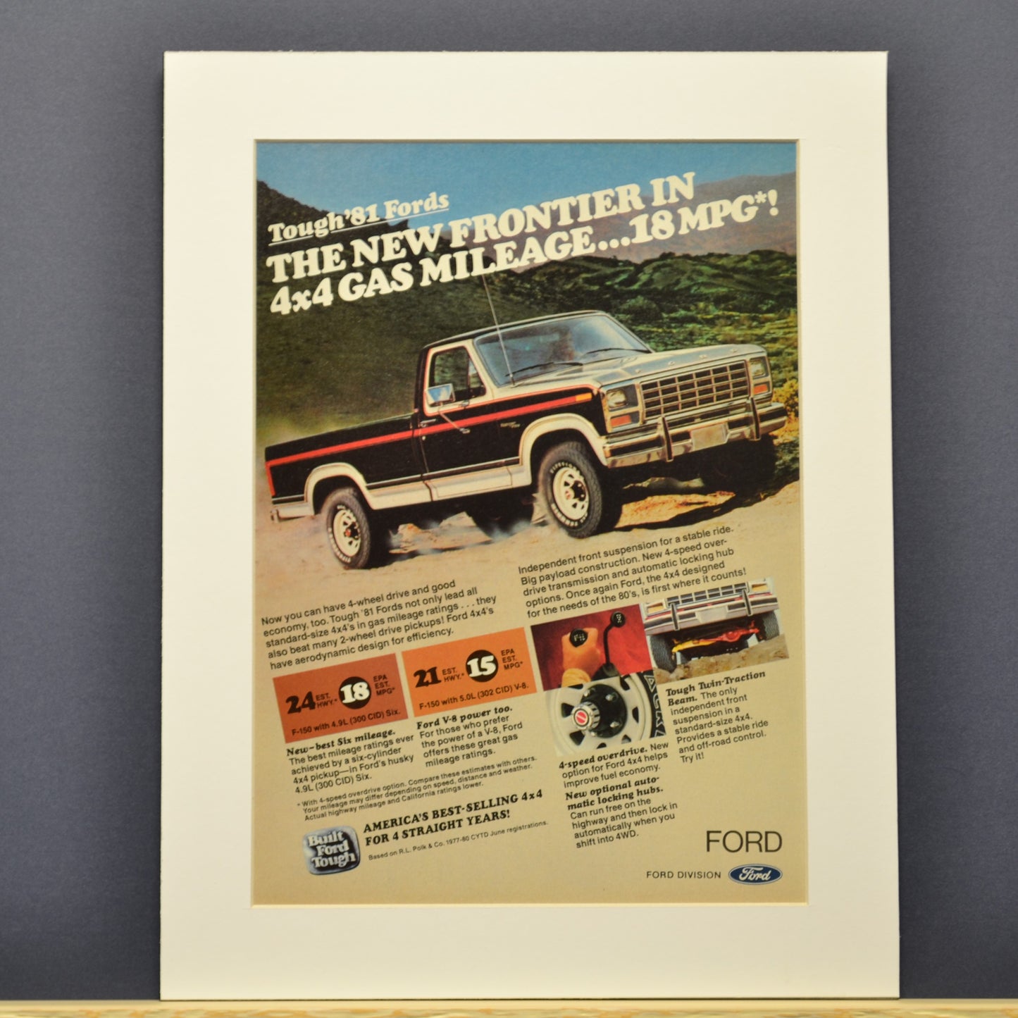 1981 Ford F150 pick up advertisement, framed classic truck art