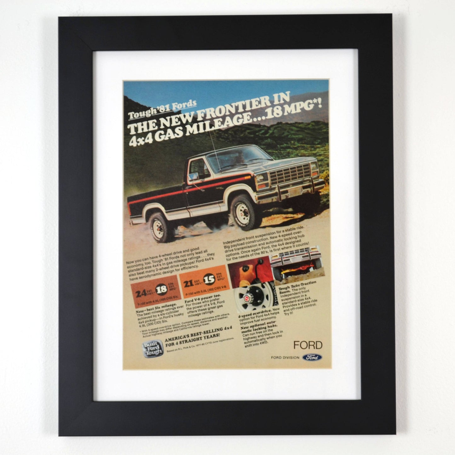 1981 Ford F150 pick up advertisement, framed