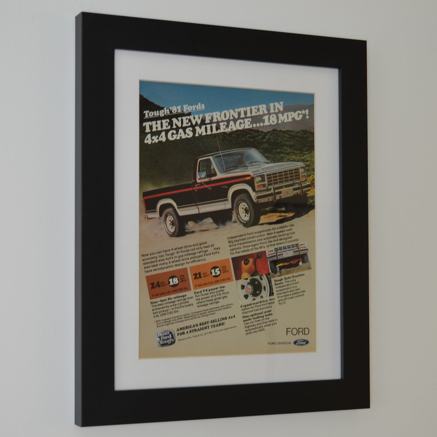 1981 Ford F150 pick up advertisement, framed classic truck art