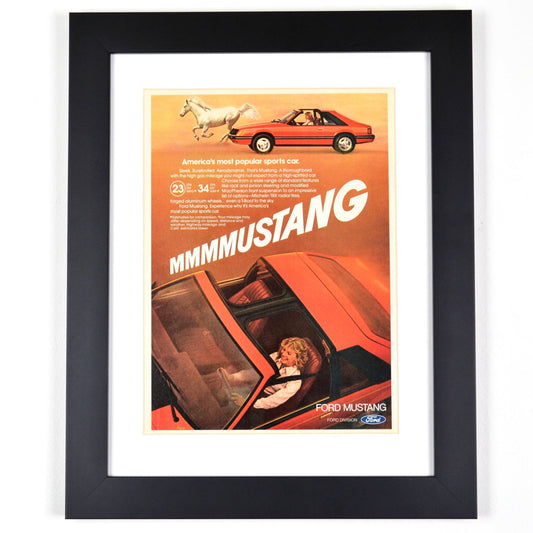 1981 Ford foxbody Mustang GT print ad, framed classic car wall art