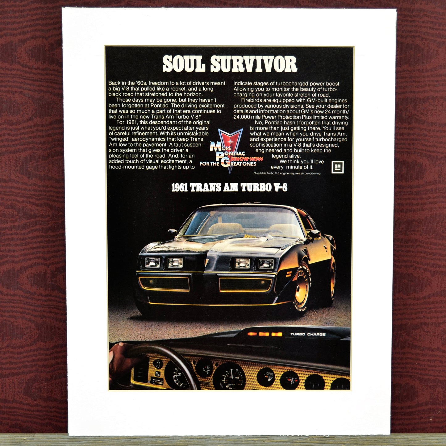 1981 Pontiac Firebird Trans Am classic car wall art, Framed vintage print