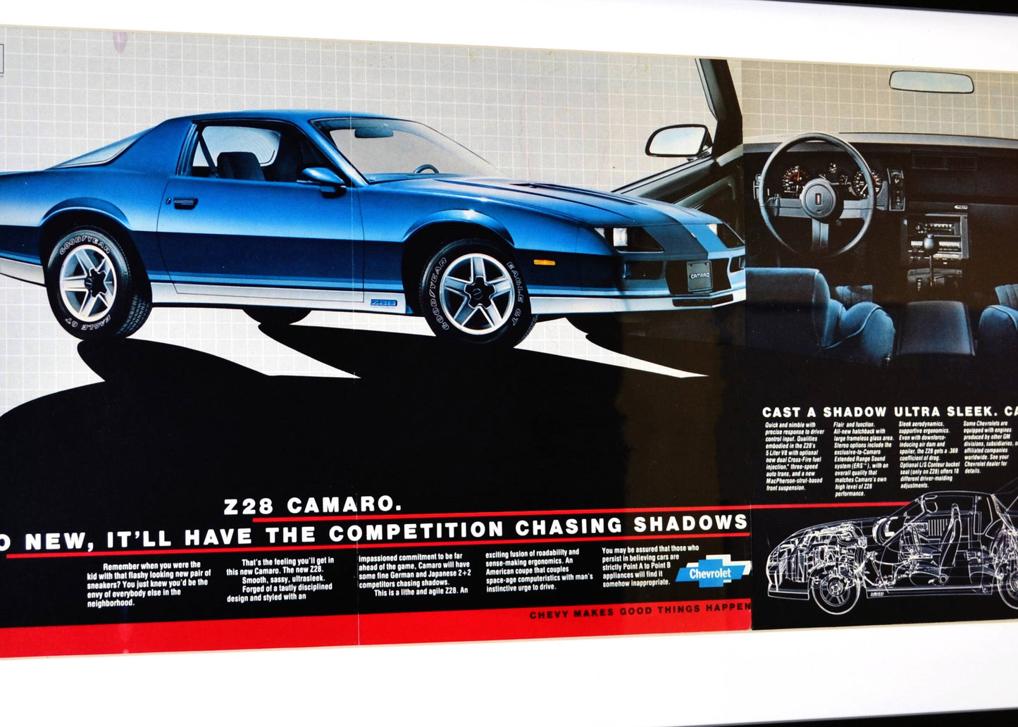 1982 Chevrolet Camaro z28 nostalgia print ad. | Framed classic car wall art