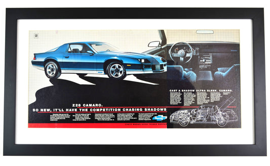 1982 Chevrolet Camaro z28 nostalgia print ad, framed