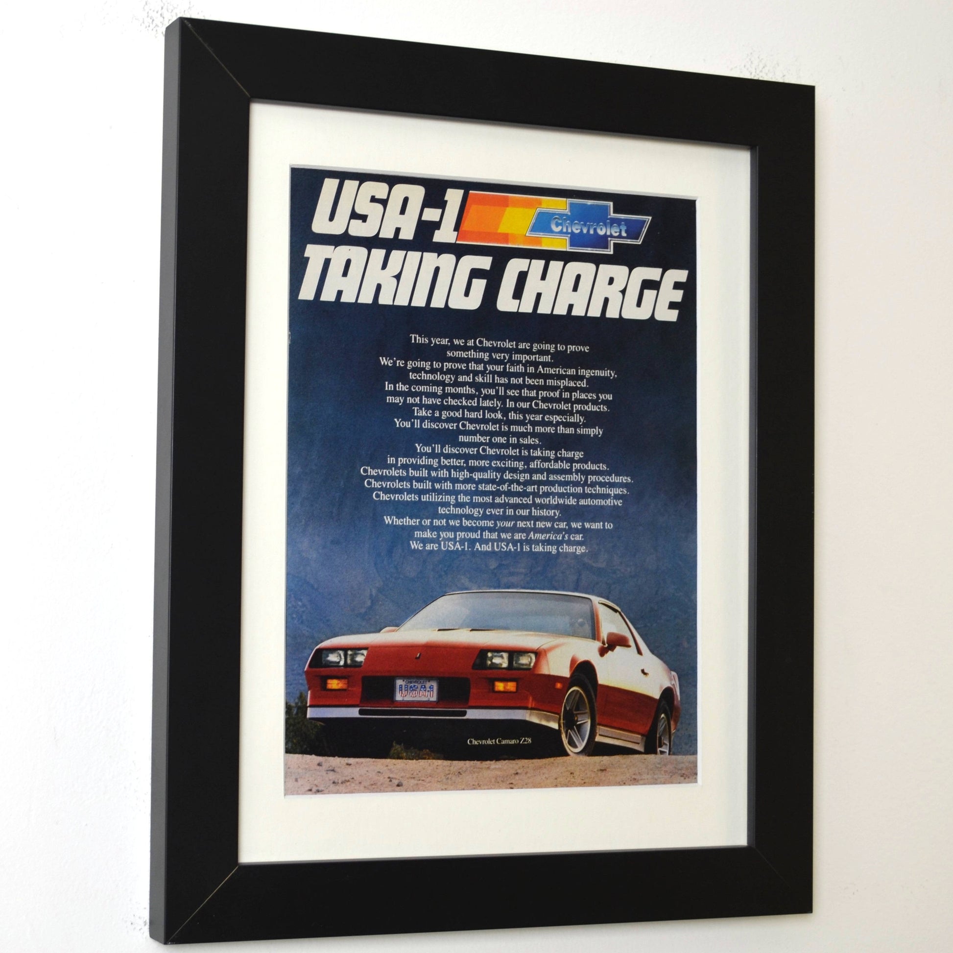 1983 Chevrolet Camaro Z28 Ad - Iconic Vintage Camaro Art framed side view