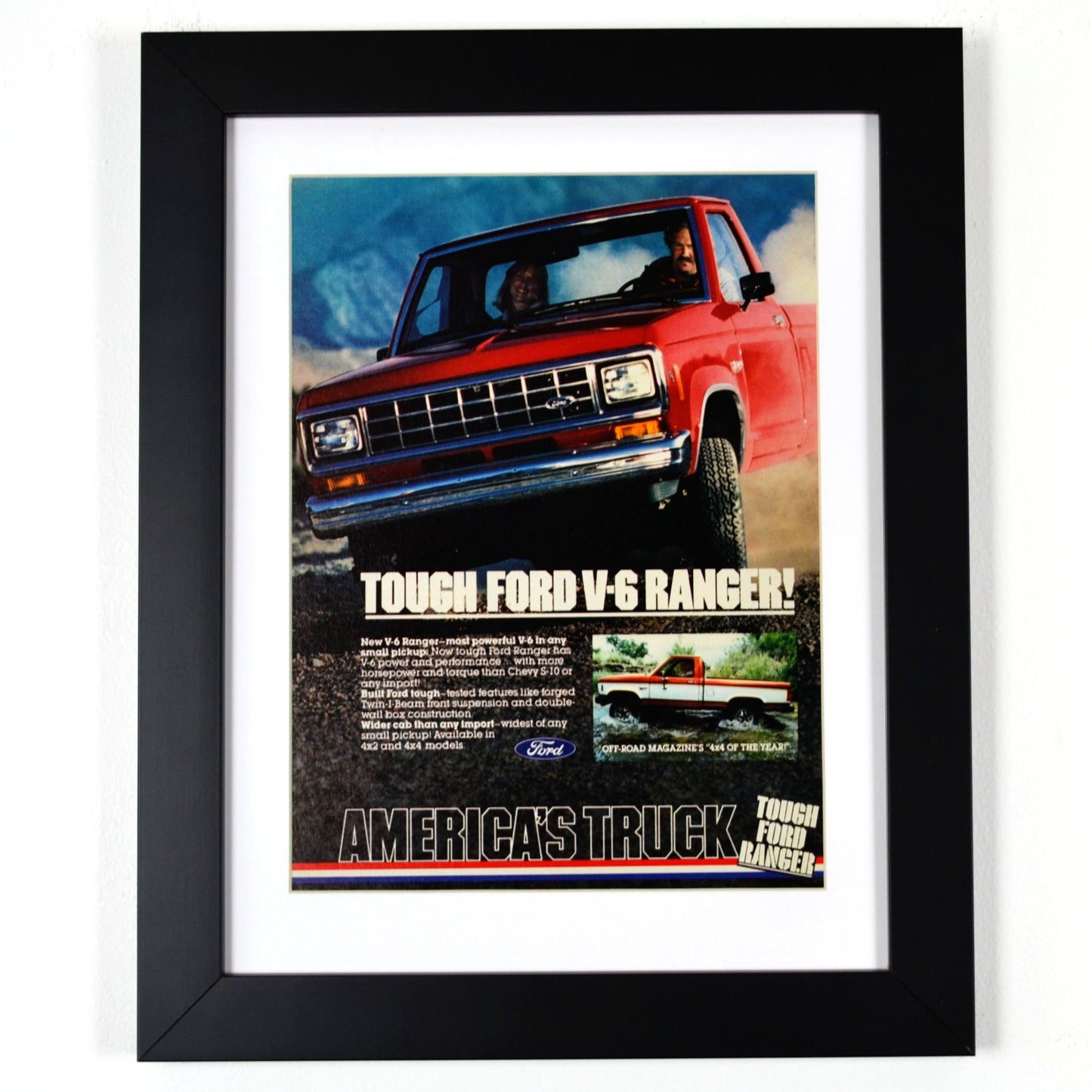 1983 Ford Ranger pick up truck advertisement, framed classic truck wall art