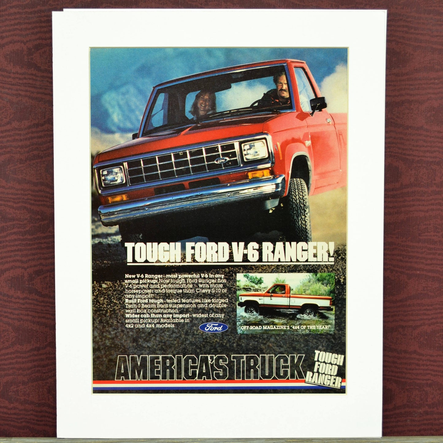 1983 Ford Ranger pick up truck advertisement, framed classic truck wall art