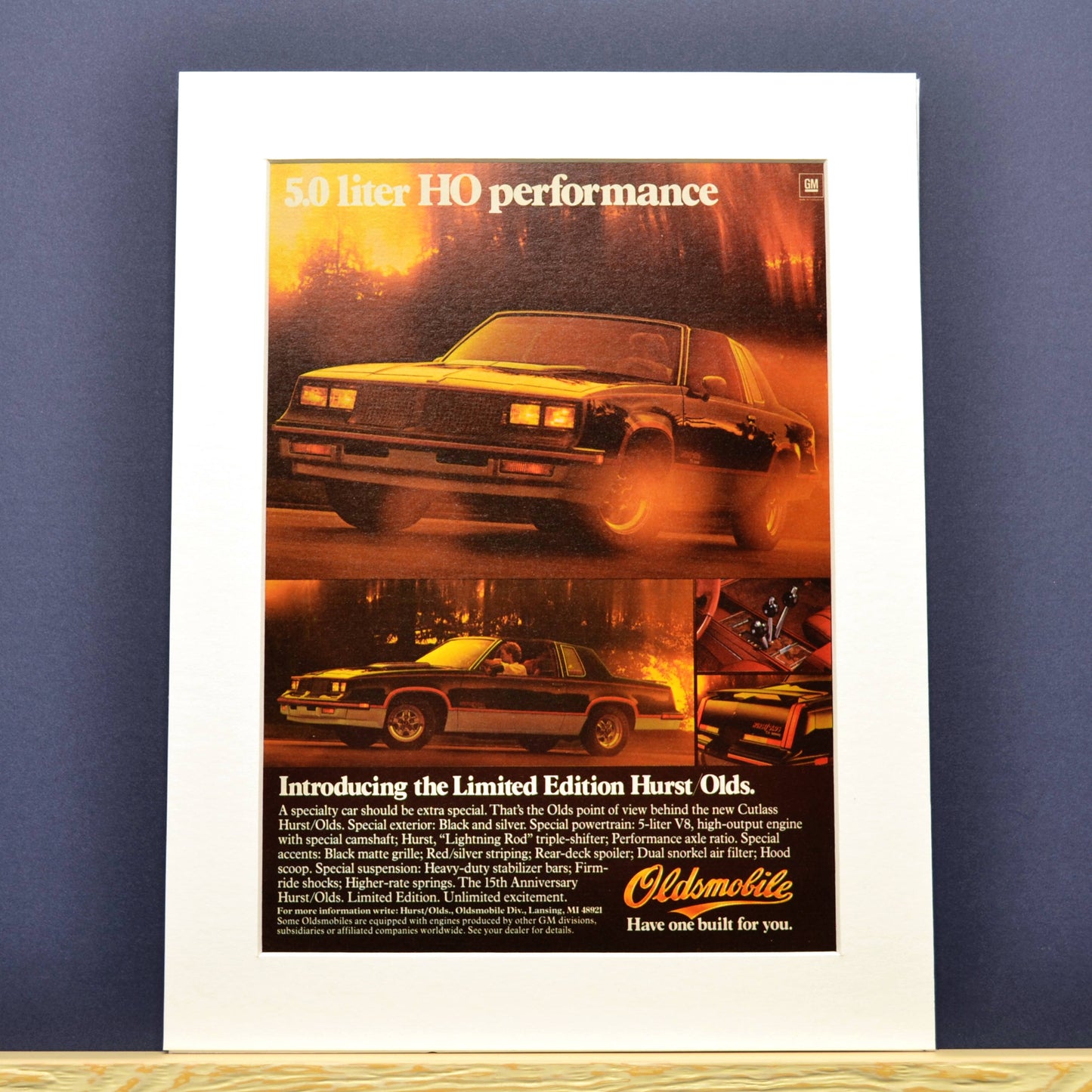 Own a Piece of History: Framed Vintage 1984 Hurst/Olds Print