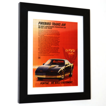 1984 Pontiac Firebird Trans Am Ad, side view, framed