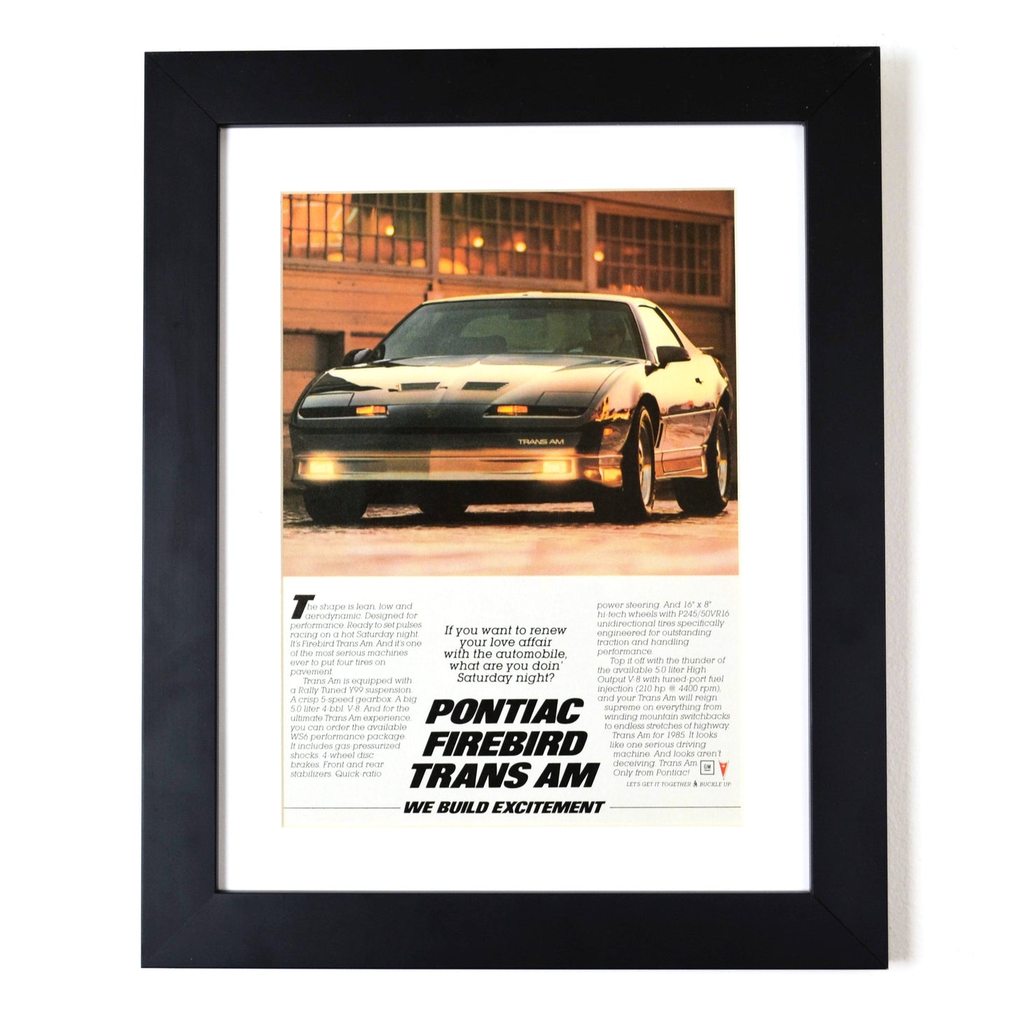 1985 Pontiac Firebird Trans Am classic car wall art, Framed vintage print