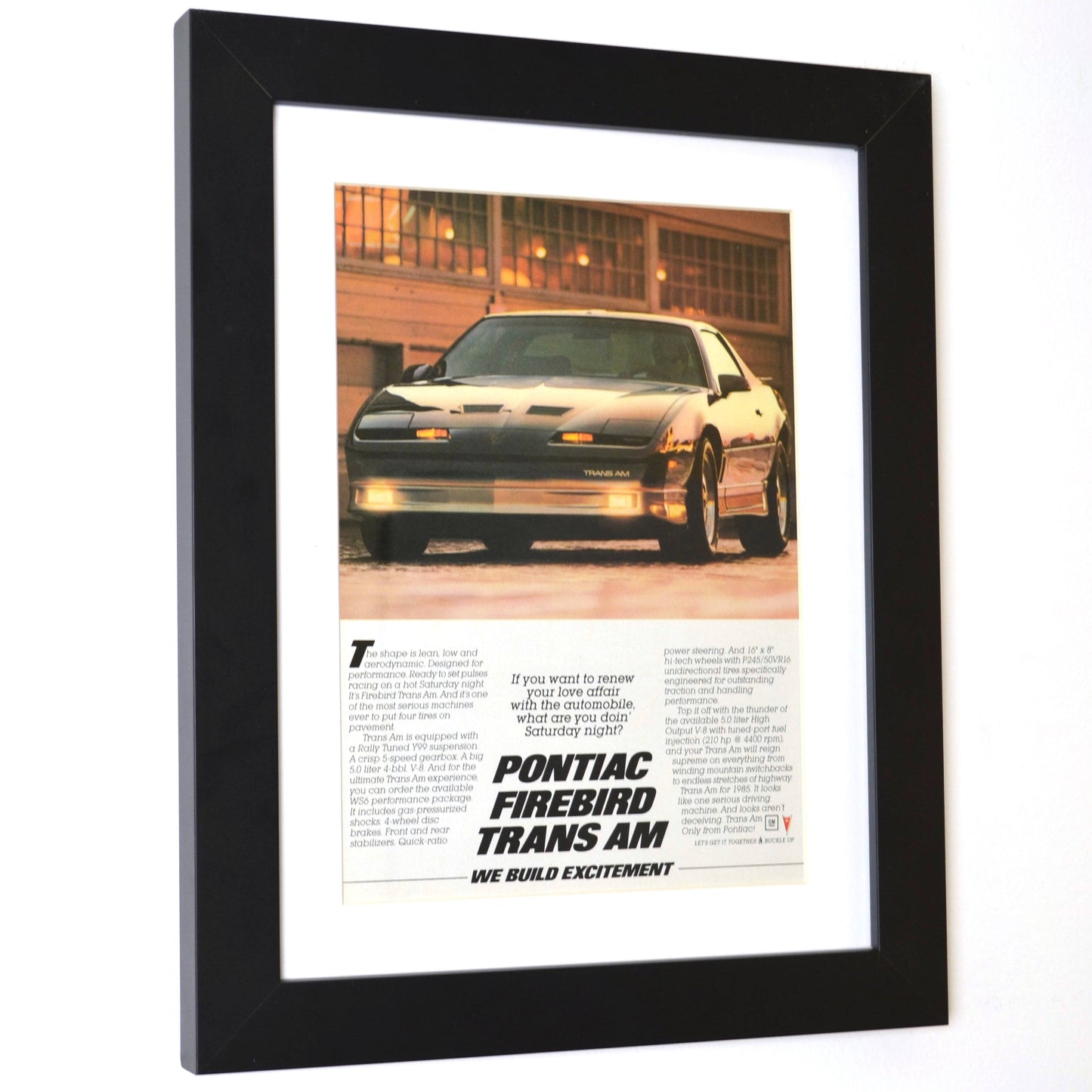 1985 Pontiac Firebird Trans Am classic car wall art, Framed vintage print