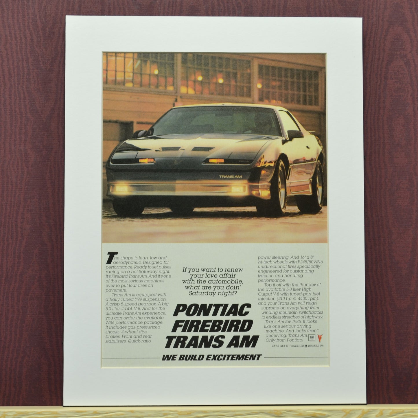 1985 Pontiac Firebird Trans Am classic car wall art, Framed vintage print