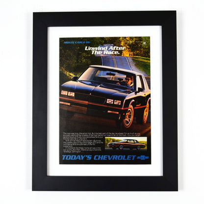 1988 Chevrolet Monte Carlo SS nostalgic print ad, framed