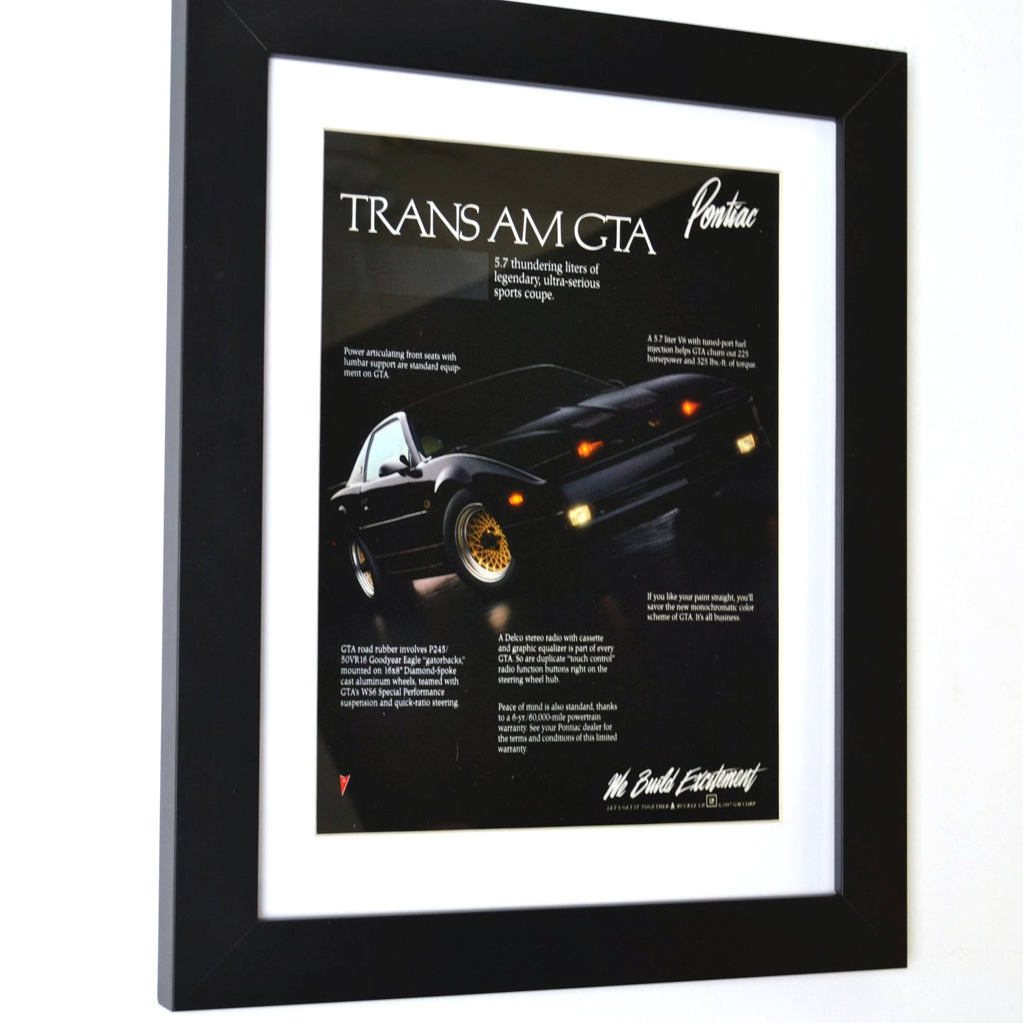 1988 Pontiac Trans Am GTA classic car wall art, Framed vintage automotive print