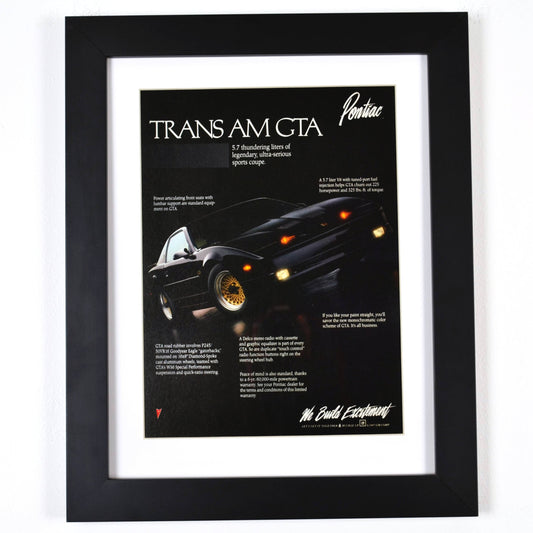 1988 Pontiac Trans Am GTA classic car wall art, Framed vintage automotive print