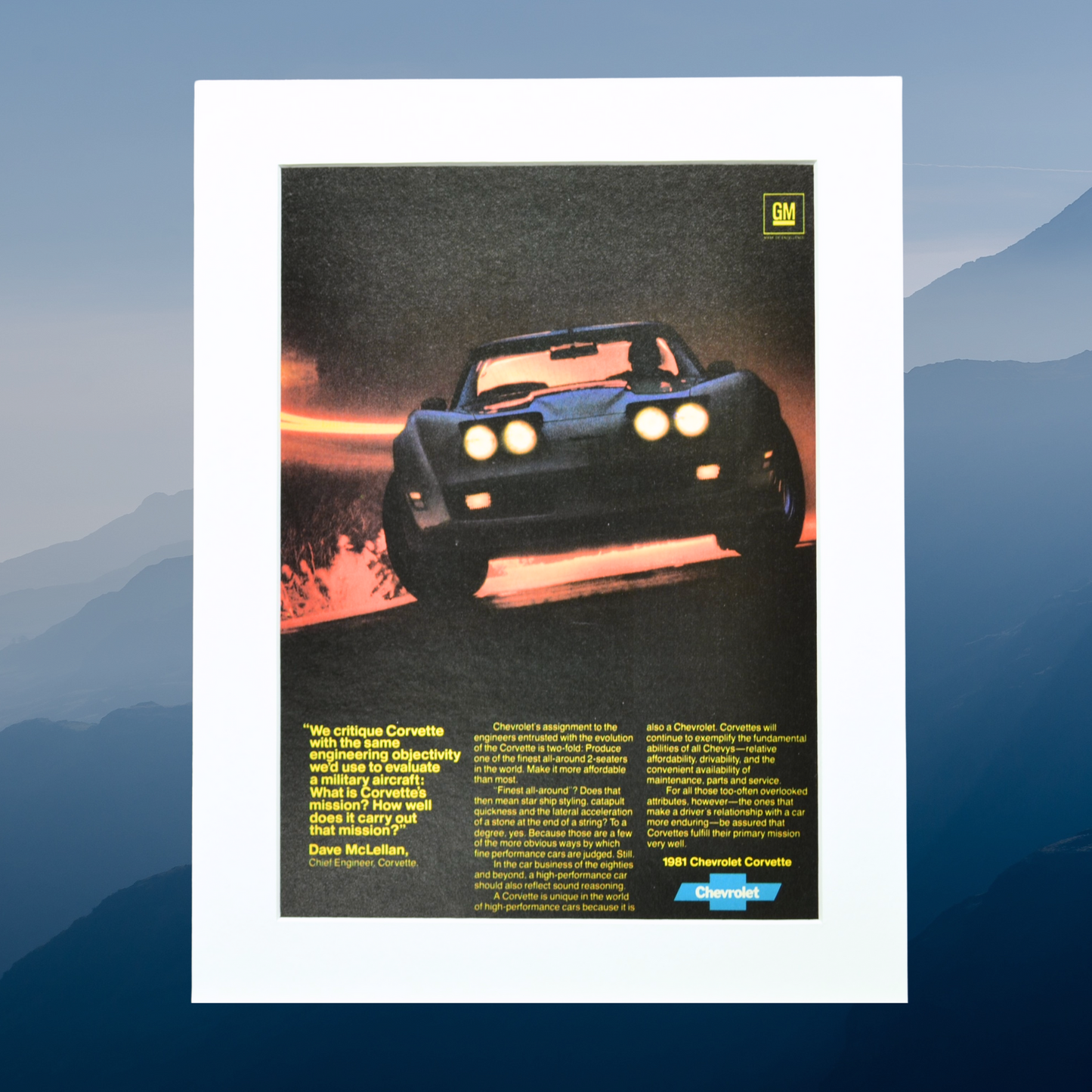 1981 Chevrolet Corvette Print Ad – Legendary C3 Night Silhouette