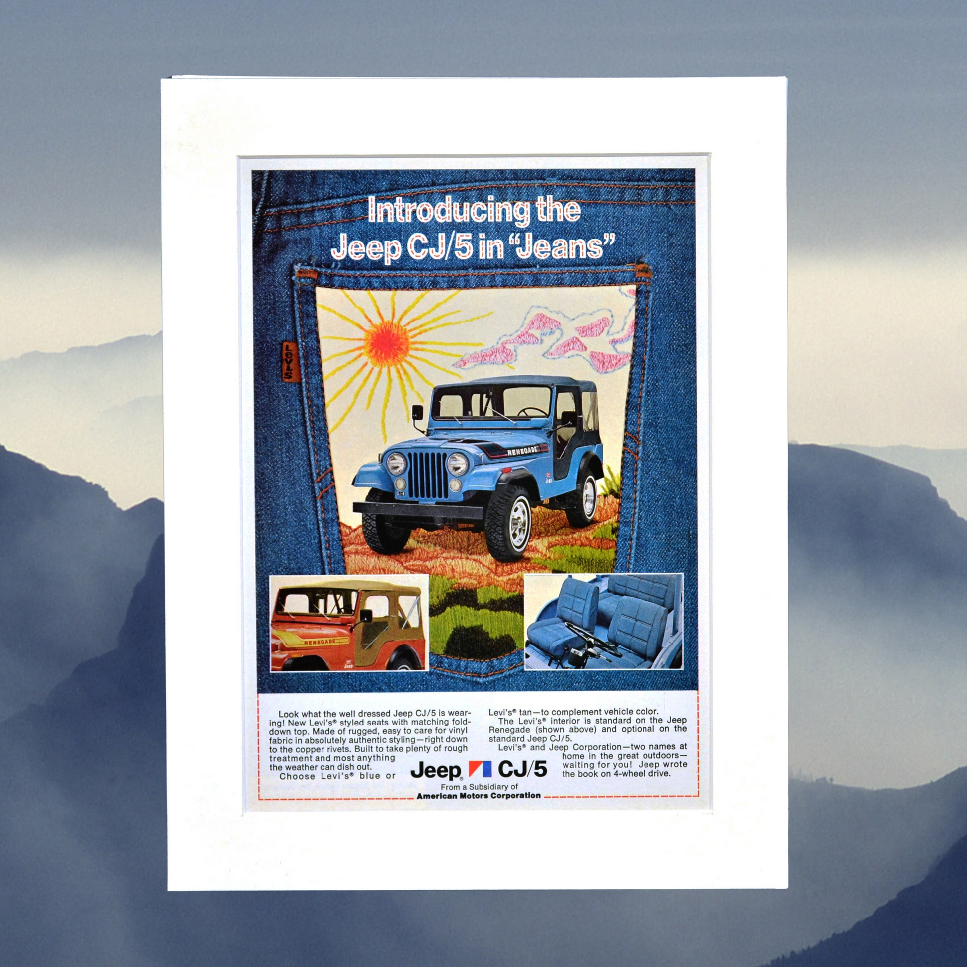 1974 Jeep Renegade CJ5 Levi’s Edition Print – Classic Jeep Wall Art print